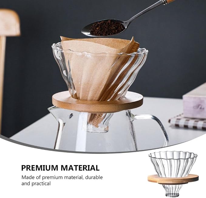 Cabilock 1set Reusable Stripe Glass Coffee Filter Funnel High Borosilicate - Image 4