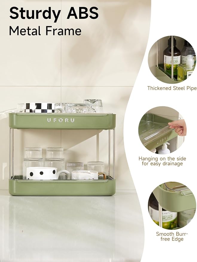 UFORU Countertop Coffee Station Organizer | 2-Tier Whisky Glass Tray, Mug - Image 7