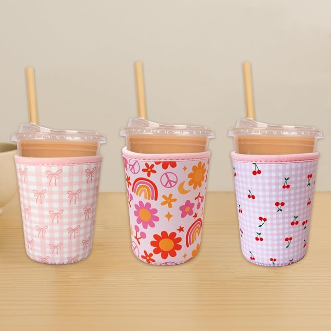Reusable Insulated Neoprene Iced Coffee Cup Sleeve, Durable Drink Sleeve - Image 4