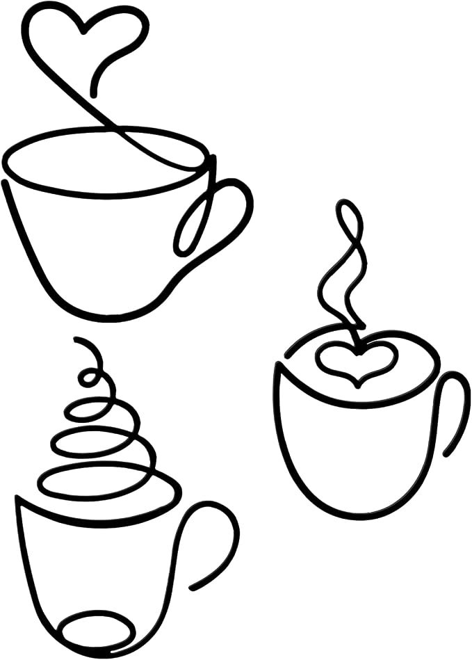 Ferraycle 3 Pieces Coffee Cup Metal Wall Art Wire Coffee Bar Hanging Decor Cafe by Ferraycle