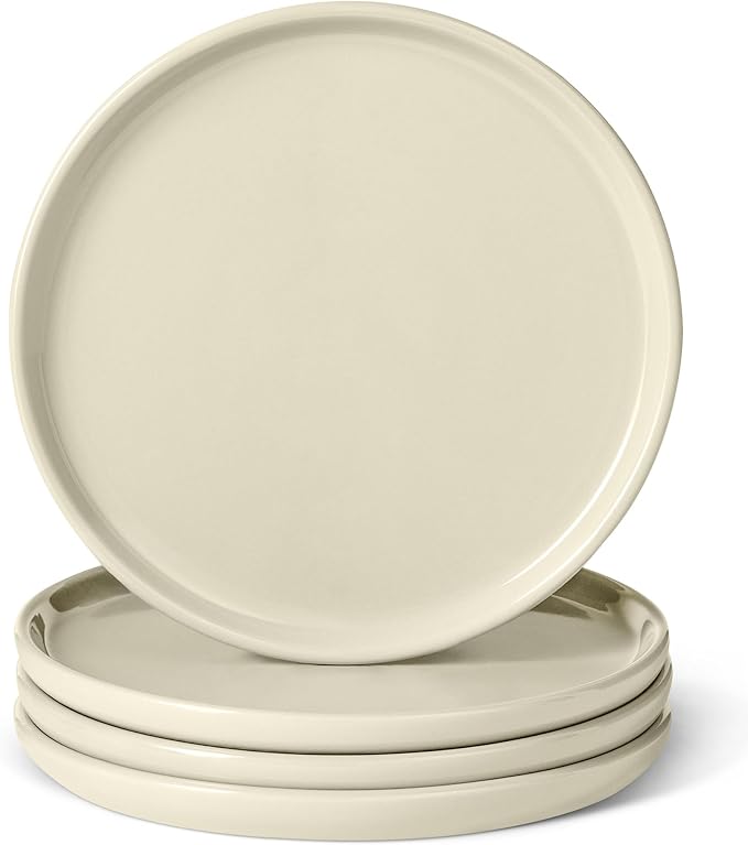 Amazon Basics Glazed Stoneware Appetizer Plates, Ceramic 4-Piece Set, Microwave by AmazonBasics