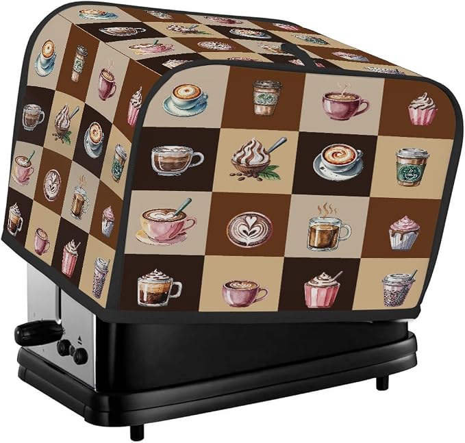 Coffee Cake Food Pattern Toaster Cover 2 Slice Wide Slot Washable Appliance by cfpolar