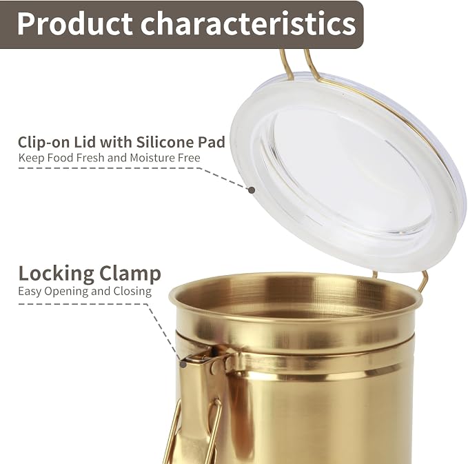 Kitchen Canister 41 oz, Airtight Stainless Steel Kitchen Food Storage Container - Image 3