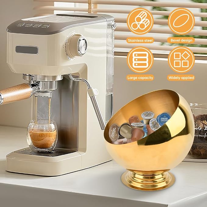 Coffee Pod Holder, Large Capacity Stainless Steel K Cups Holder Organizer Bowl - Image 4