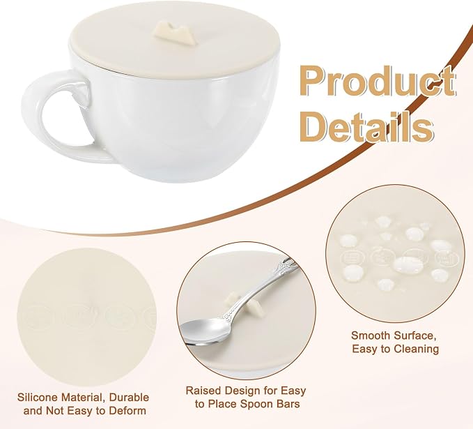 uxcell Silicone Cup Lids, Reusable Anti-Dust Tight Seal Silicone Mugs Cover - Image 3