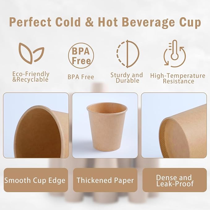 Lamosi 100 Count 3 oz Kraft Paper Cups, Disposable Small Coffee Cups, 3 Ounce - Image 3