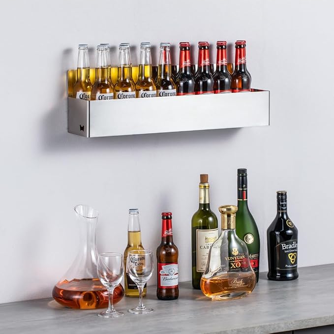 FlagShip Speed Rail 22 Inch Stainless Steel Liquor Bottle Holder Wall Mounted - Image 5