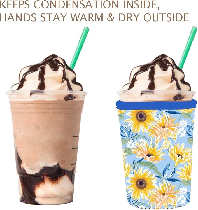 Reusable 3-Pack Iced Coffee Cup Sleeve, Insulated Neoprene, Beverage Holder - Image 6
