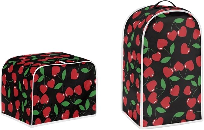 doginthehole Cherry Toaster and Blender Dust Covers Set, 2 Slice Toaster and by doginthehole