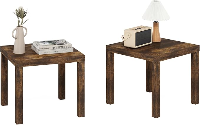 Furinno Classic Side Table Set of 2, Square Modern End Table by Furinno-FitsYourSpaceFitsYourBudget