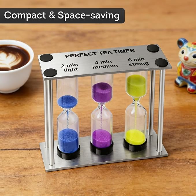 Lily's Home 3.5" Tall 3-in-1 Perfect Tea Timer, Includes 2, and 6 Minute Sand - Image 4