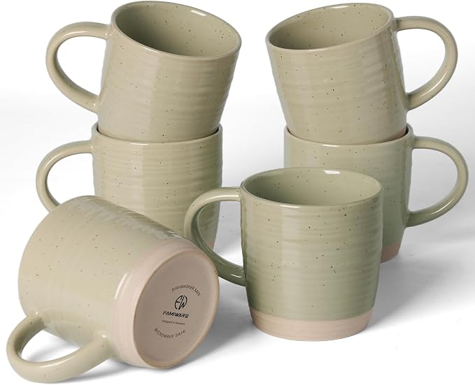 famiware Coffee Mugs Set of 6, 13 oz Mug Set, Ceramic Cup Set by Famiware