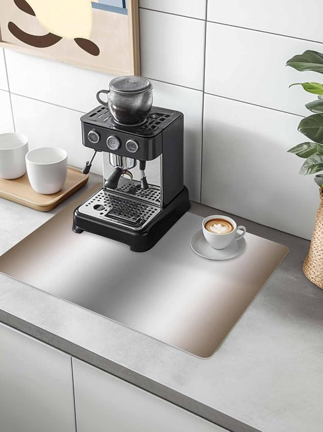 Abstract Coffee Mat Brown Gray Gradient Ombre Absorbent Bar Mat - Image 2