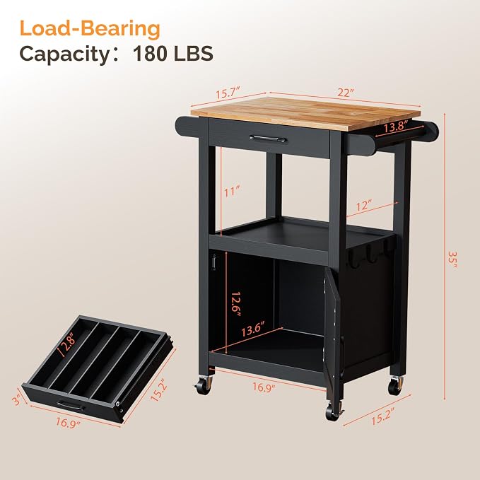 VINGLI Rolling Kitchen Cart - Image 5