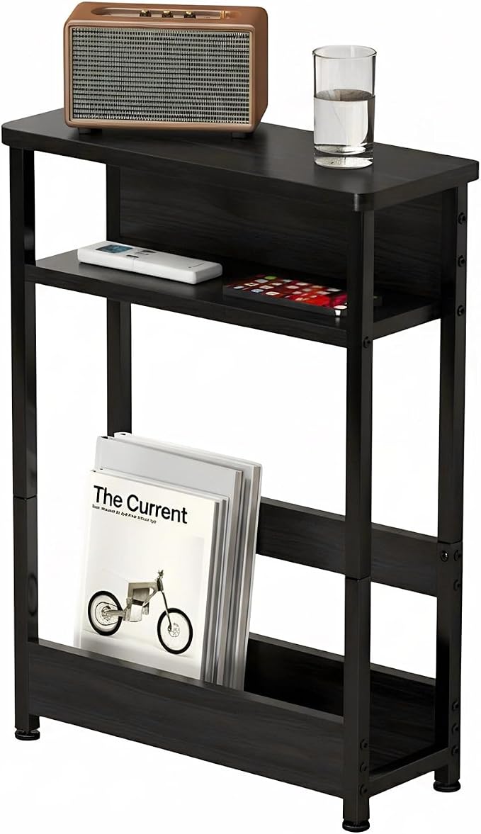 GarveeHome Narrow Side Table for Small Spaces, 3 Tier Small End Table by GarveeHome