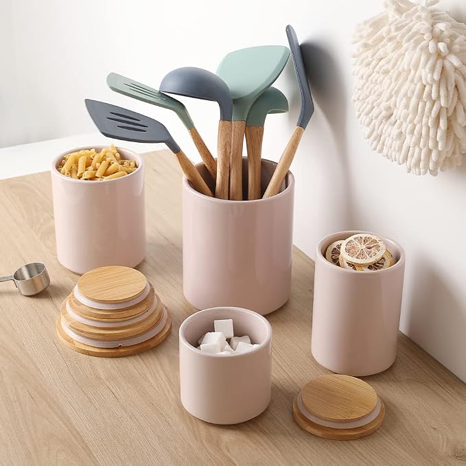 Sweejar Kitchen Canisters Ceramic Food Storage Jar Set, Stackable Containers - Image 5