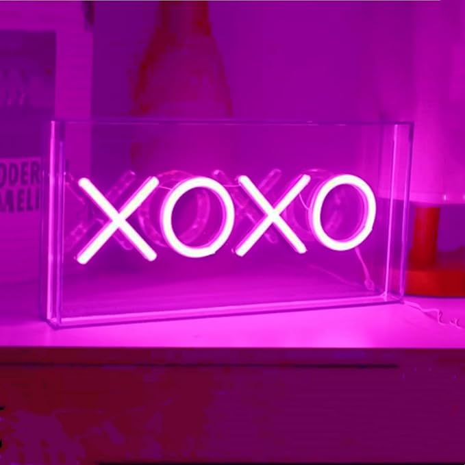 XOXO Neon Light Signs LED Decorative Sigtures Light Box 3D Pink Neon Sign by HFHungkeong