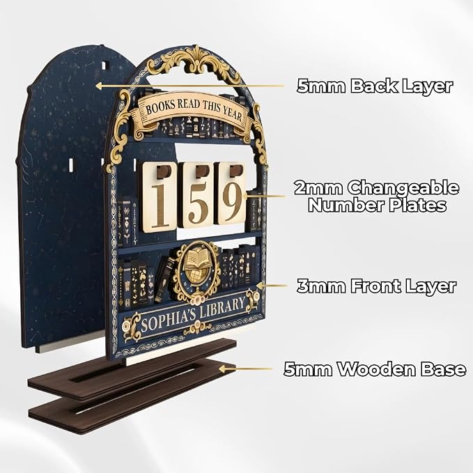 Personalized Book Read Tracker, Wooden Books Read This Year Counter, Reading - Image 6