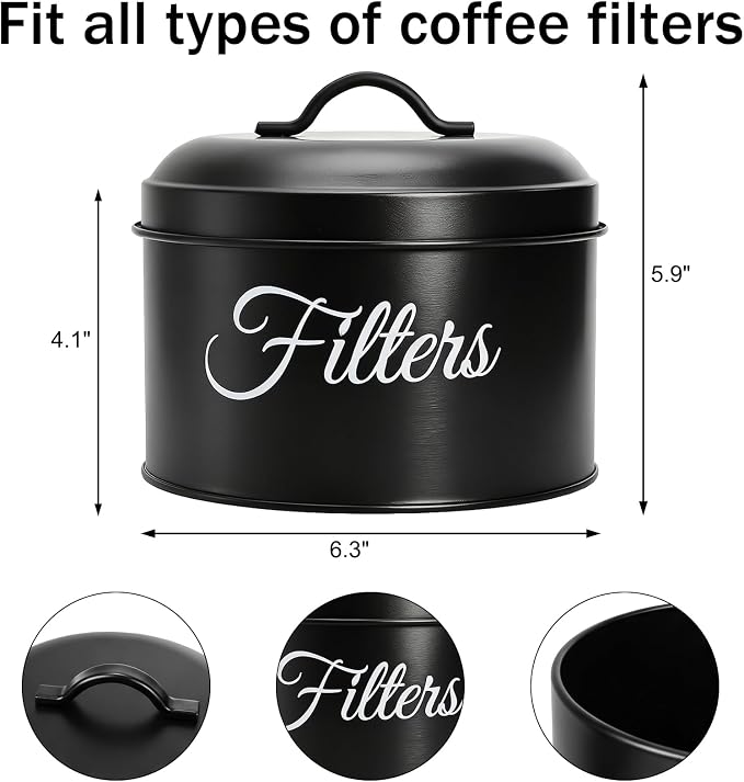 Coffee Filter Holder, Round Metal Coffee Filters Dispenser - Image 2
