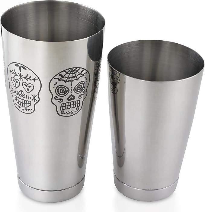 Barfly Skull Cocktail Shaker Tin Set, Stainless Steel - Image 3