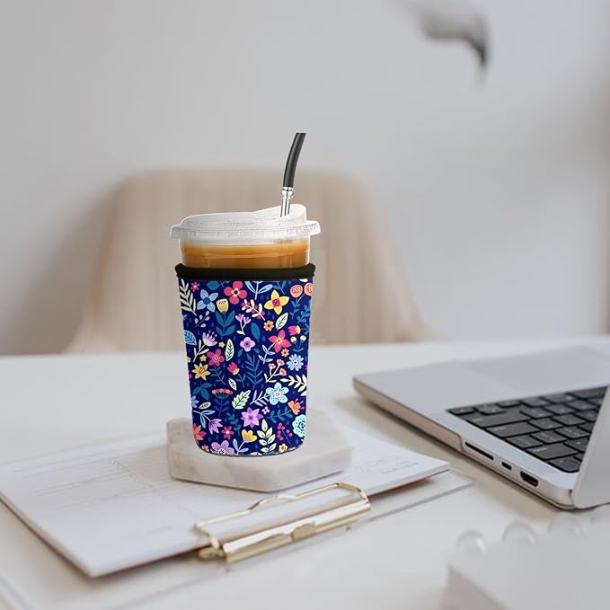 Reusable Insulated Neoprene Iced Coffee Cup Sleeve, Durable Drink Sleeve - Image 2