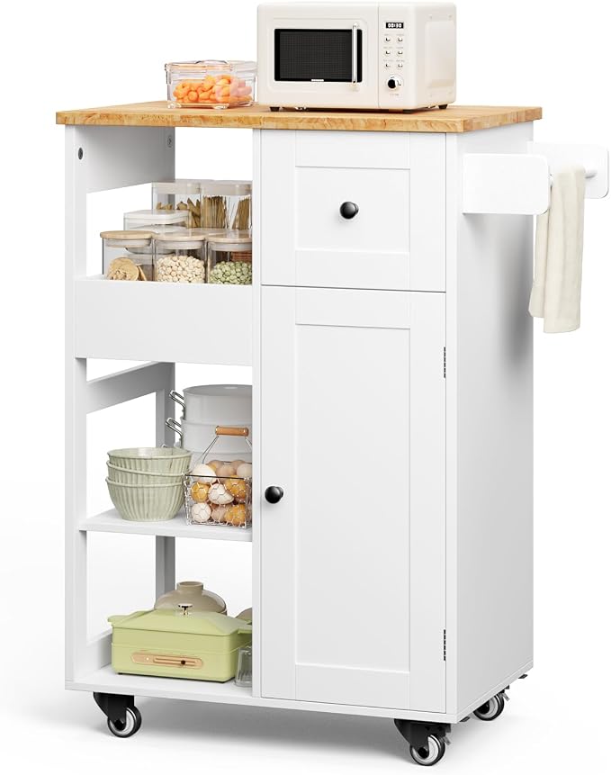 Gizoon Kitchen Island Cart on Wheels, Rolling Serving Utility Cart - Image 2