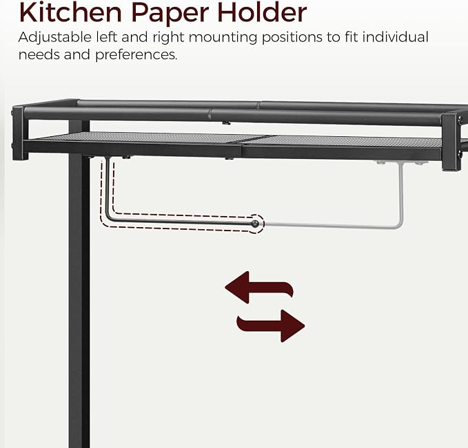 MAHANCRIS Bakers Rack with Storage, Microwave Stand with Paper Holder, Bakers - Image 4