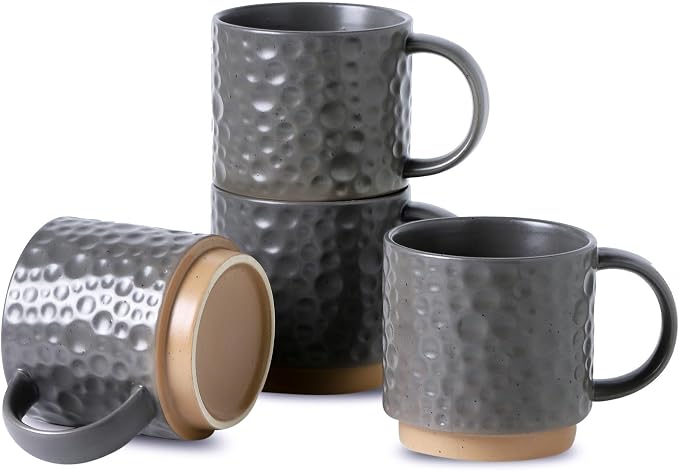 Nihow 16OZ Stackable Coffee Mug Set, Large Ceramic Coffee Mug Set of 4 by Nihow