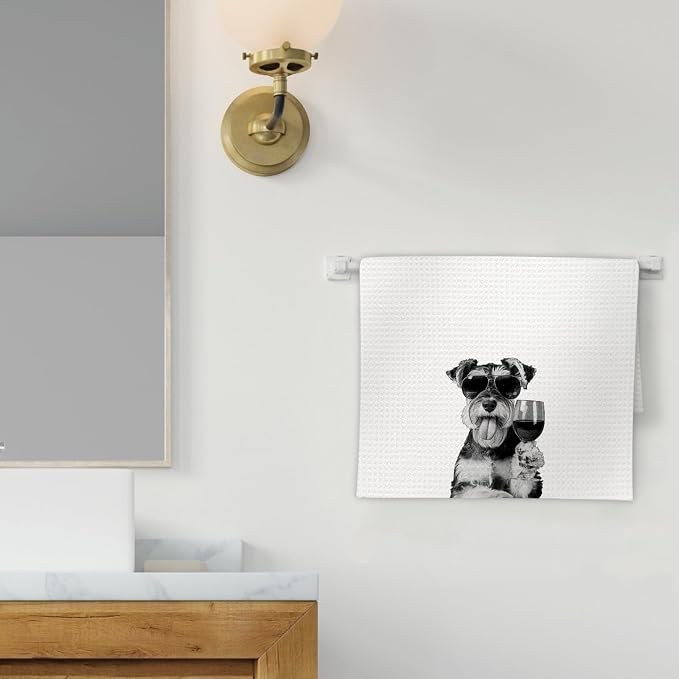 Schnauzer Gifts Wine Dog Kitchen Towels, Gifts - Image 2