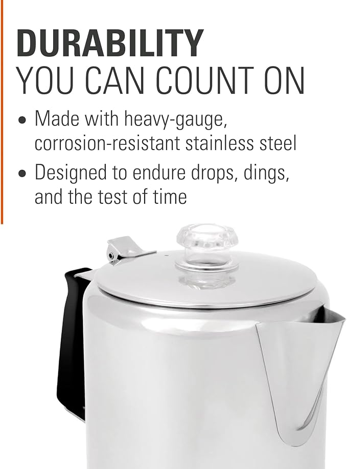 GSI Outdoors Percolator Coffee Pot I Glacier Stainless Steel - Image 4