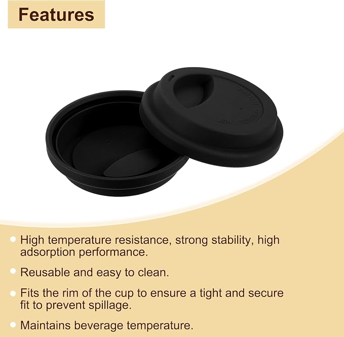 uxcell Silicone Cup Lids, Drinking Lid Reusable Sealed Mug Lid - Image 3