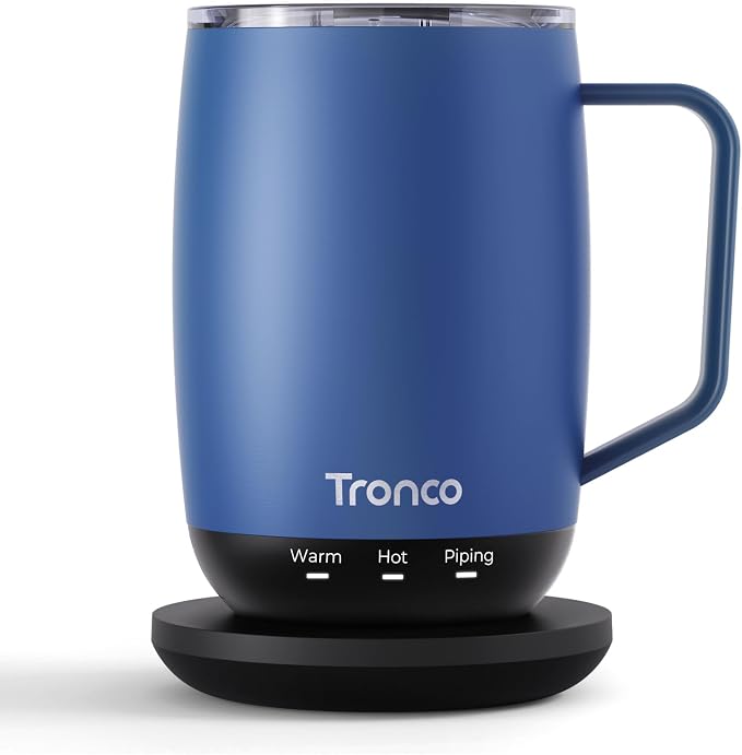 Tronco Temperature Control Heated Coffee Mug 14 oz – Rechargeable Self-Heating by Tronco