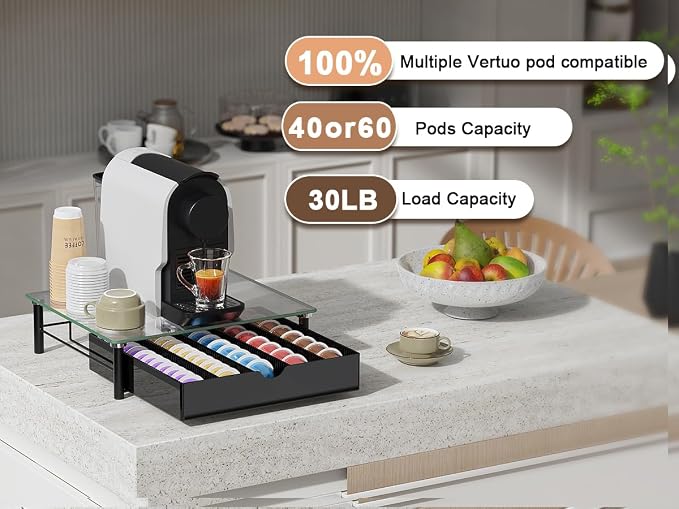 gianotter Crystal Tempered Glass Vertuo Pod Holder Drawer, Compatible - Image 8