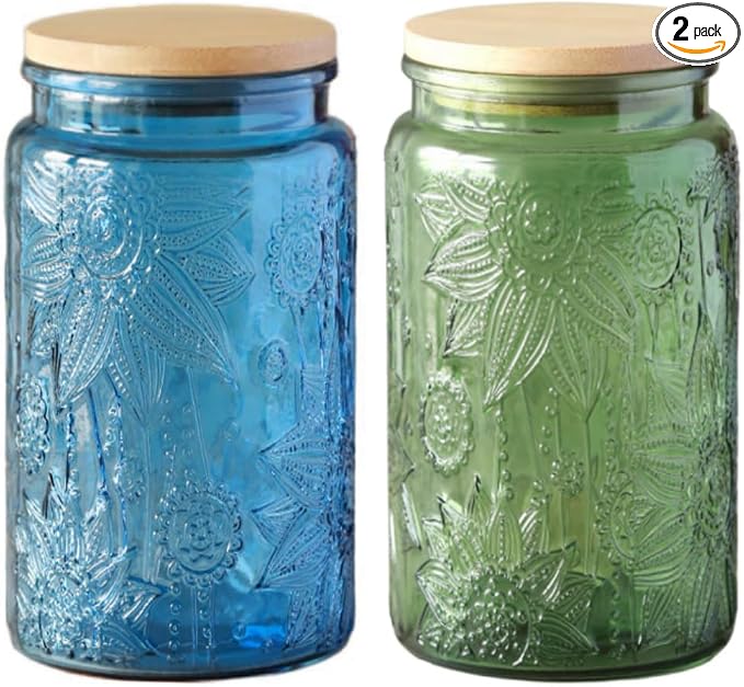 ANSQU Set of 2 Vintage Glass Jars, 34oz Candy Jars by ANSQU