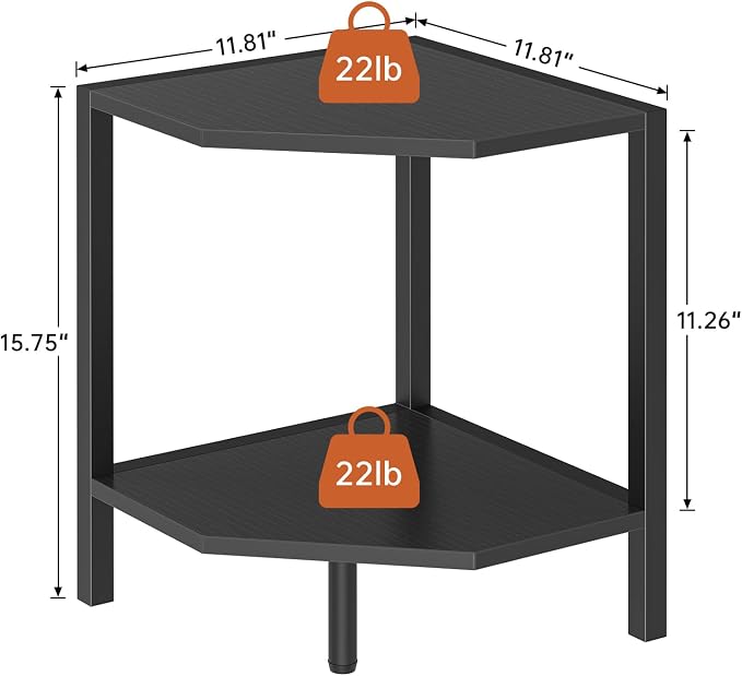 Creso hom Corner Shelf Stand, 2 Tier Industrial Corner Bookshelf - Image 3