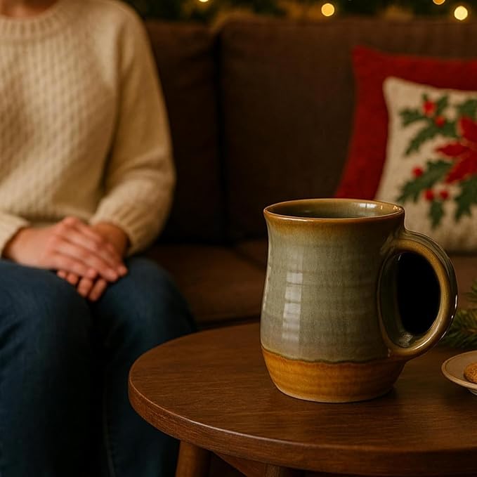 Hand Warmer Mug, Ceramic Pottery and Hand Painted & Colored - Image 7