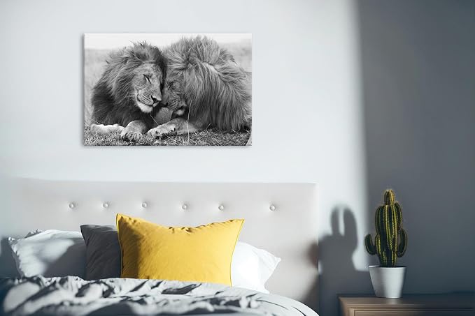 Lion Canvas Wall Art Black and White Lioness Pictures Bathroom Decor Minimalist - Image 6