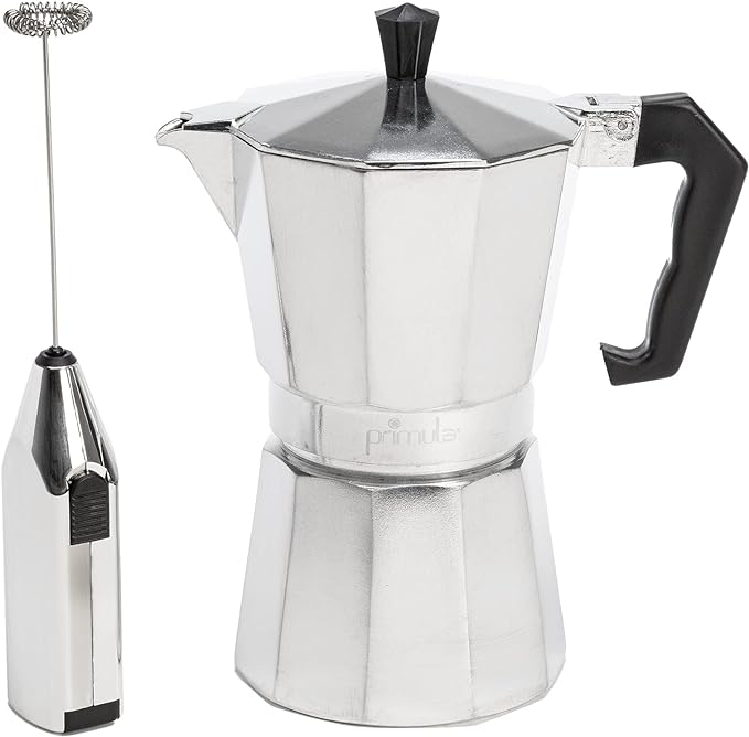 Primula Stovetop Espresso Maker and Handheld Electric Milk Frother Gift Set by Primula