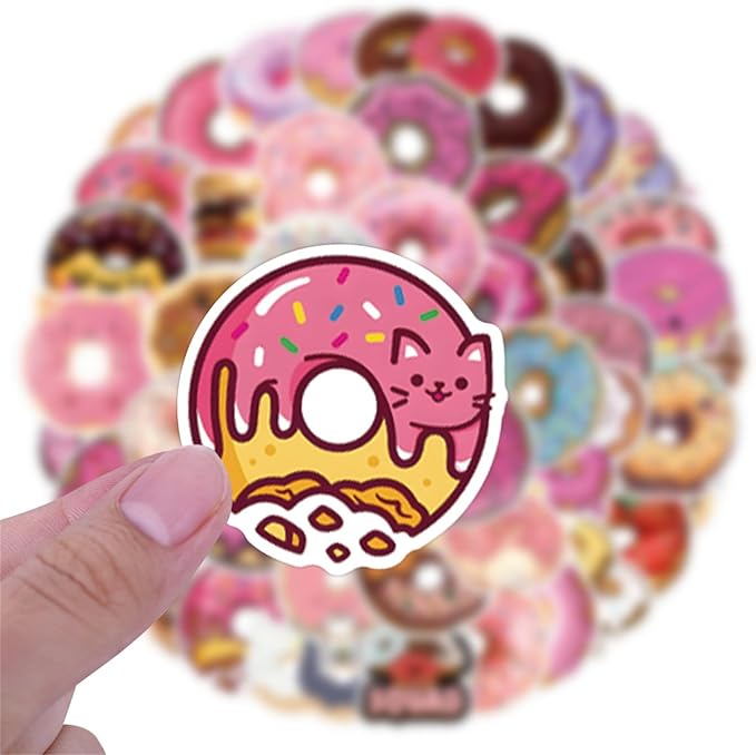 Cute Donut Stickers 50PCS Doughnut Funimost Waterproof Vinyl Stickers - Image 5