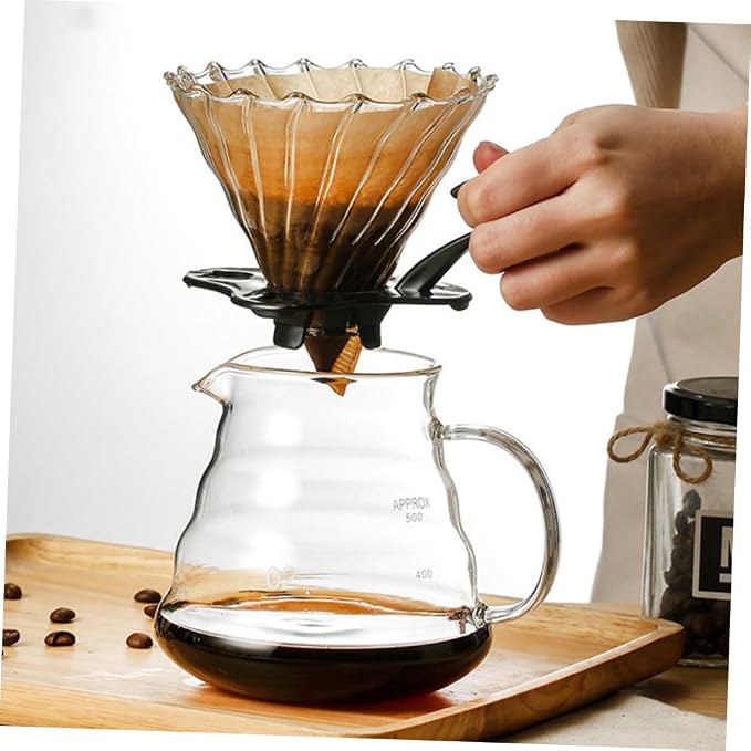 Alipis 1set Reusable High Borosilicate Glass Coffee Funnel Handle Manual Coffee - Image 9