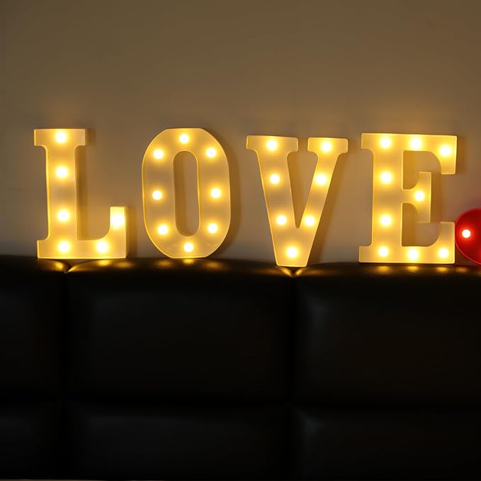 Love LED Marquee Letters, Warm White Light Up Letters, Battery Operated Love - Image 3