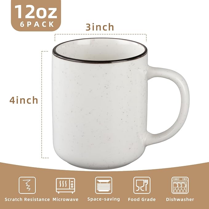 Coffee Mugs Set of 6, 12 oz Coffee Cups Ceramic, Coffee Cup Set - Image 2