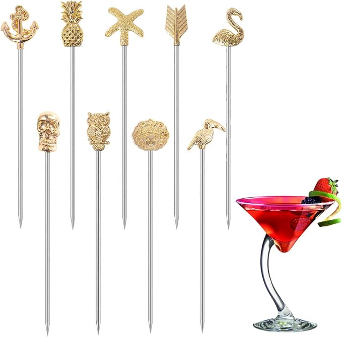 Martini Cocktail Picks Reusable Olive Picks Garnish Skewer Fruit Toothpicks Set by DEEKOUDT