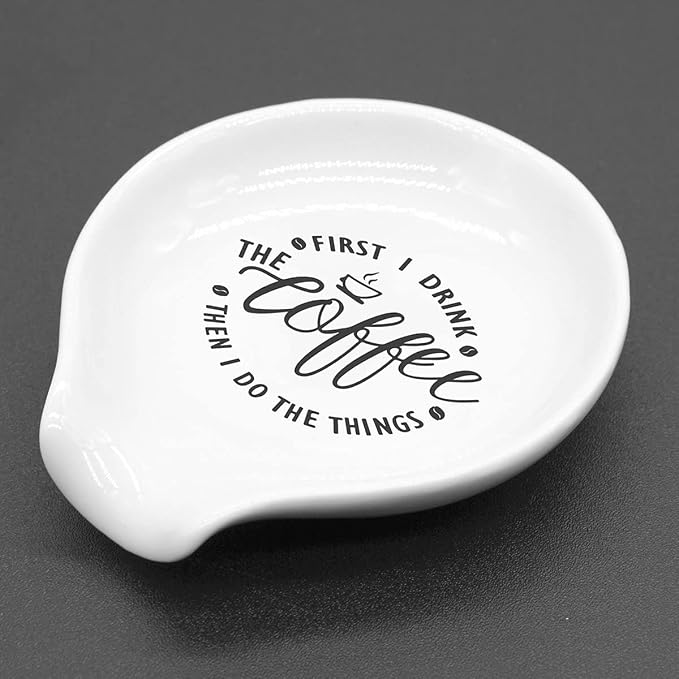 Funny Coffee Spoon Rest-But First Coffee Ceramic Spoon Holder-Cafe Station Bar - Image 4