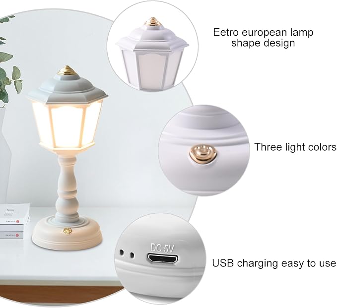 Mini Desk lamp Vintage, LED Dimmable Table Reading - Image 4