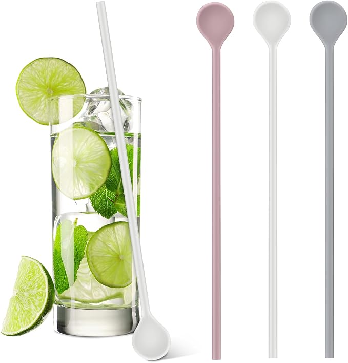 Reallnaive 3 Pcs 10" Silicone Stirrer Stick Spoon Reusable Long Cocktail Coffee by Unknown
