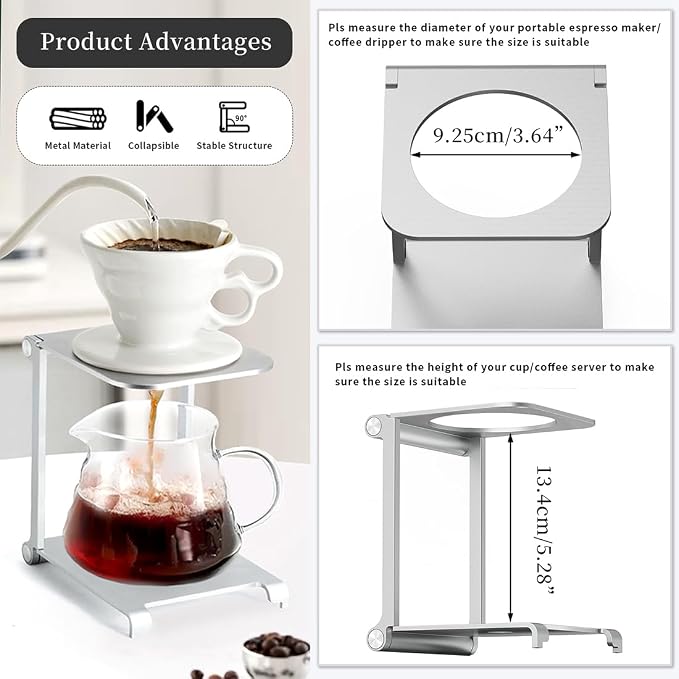 CAFEMASY Portable Espresso Coffee Maker Stand Pour Over Coffee Dripper Station - Image 3