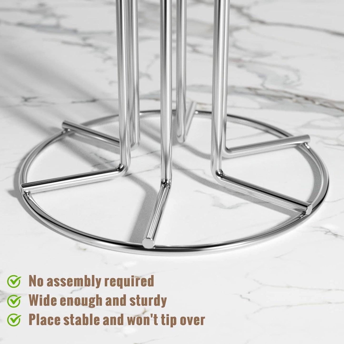 HULISEN Coffee Mug Holder for Countetop, Cup Tree for Counter Large Mugs with 6 Hooks, Metal Cup Holder Stand, Standing Rack Display for Coffee Bar, Silver