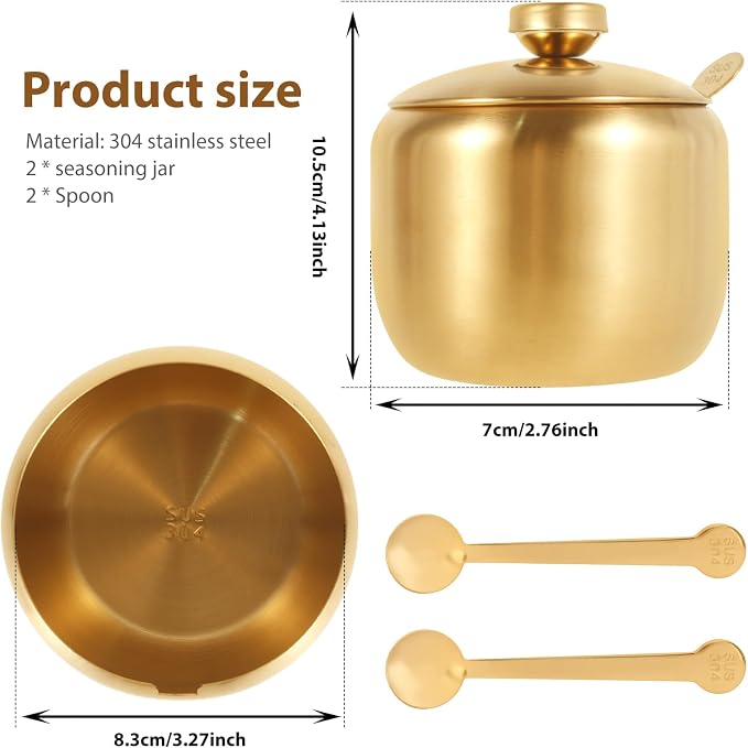 Coffee and Sugar Dispenser, Stainless Steel Gold Sugar Container - Image 3