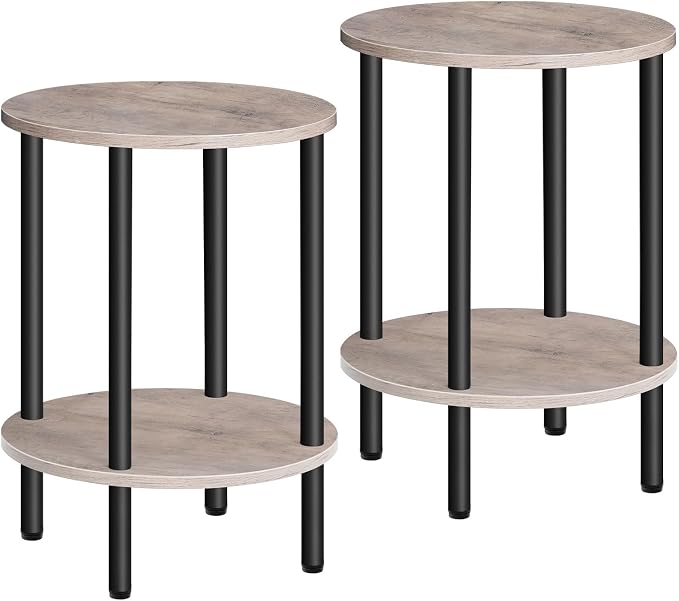 CHOEZON Side Table Set of 2, Round End Table, 2-Tier Small Nightstand by Choezon